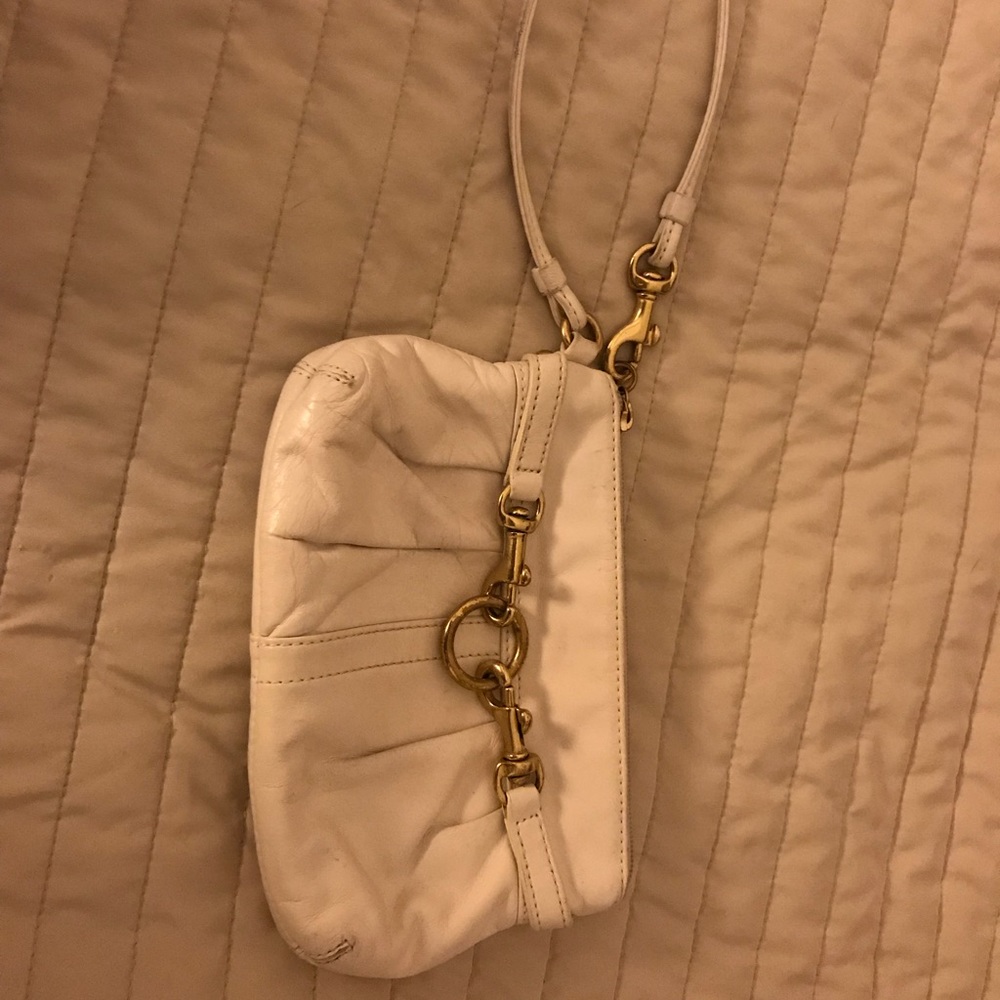 Coach wristlet white leather